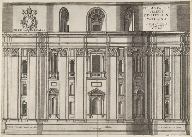 St. Peter's, from "Speculum Romanae Magnificentiae" Wall Art by Vincenzo Luchino - High-Resolution Digital Print