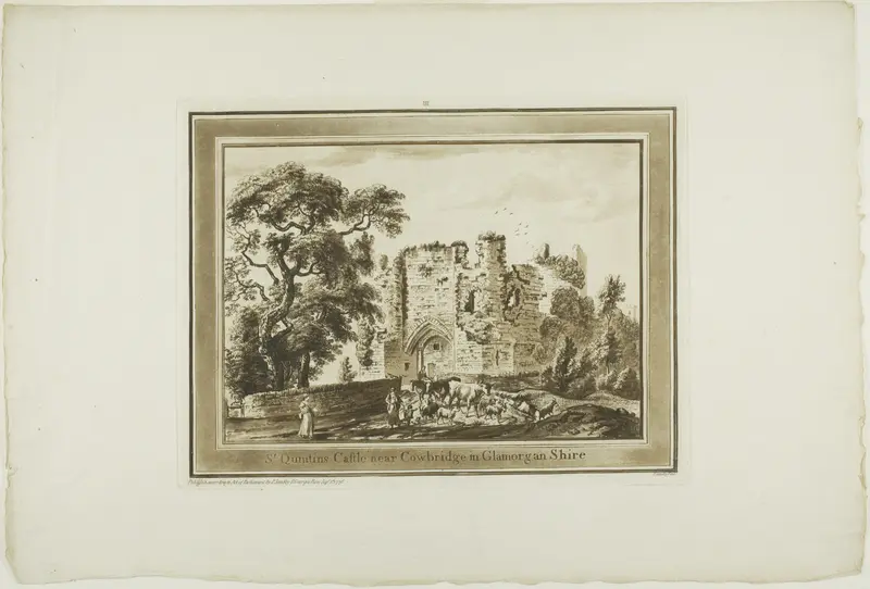 St Quintin's Castle near Cowbridge in Glamorgan Shire, plate three from Twelve Views in South Wales Wall Art by Paul Sandby - High-Resolution Digital Print