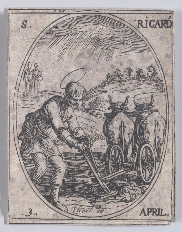 St. Richard, April 3rd, from "Les Images De Tous Les Saincts et Saintes de L'Année" (Images of All of the Saints and Religious Events of the Year) Wall Art by Jacques Callot - High-Resolution Digital Print