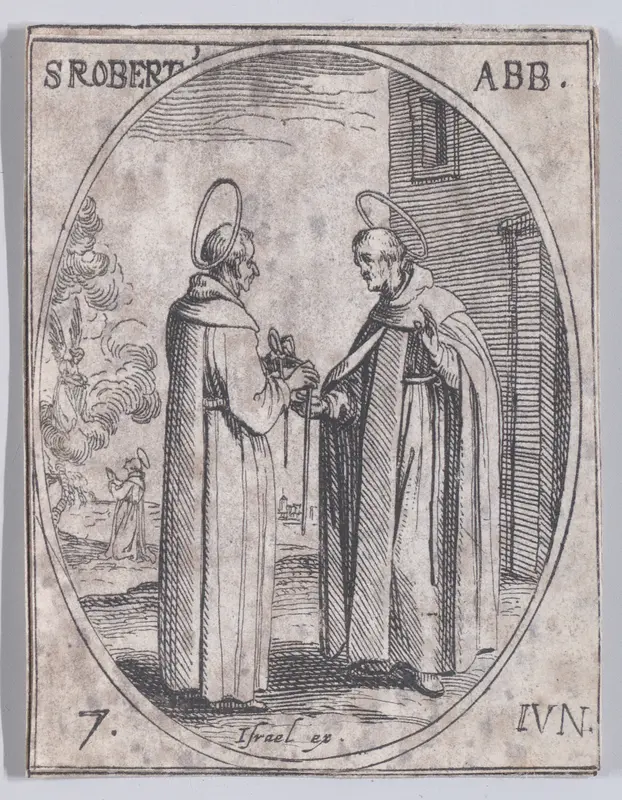 St. Robert, abbé (St. Robert, Abbot), June 7th, from "Les Images De Tous Les Saincts et Saintes de L'Année" (Images of All of the Saints and Religious Events of the Year) Wall Art by Jacques Callot - High-Resolution Digital Print