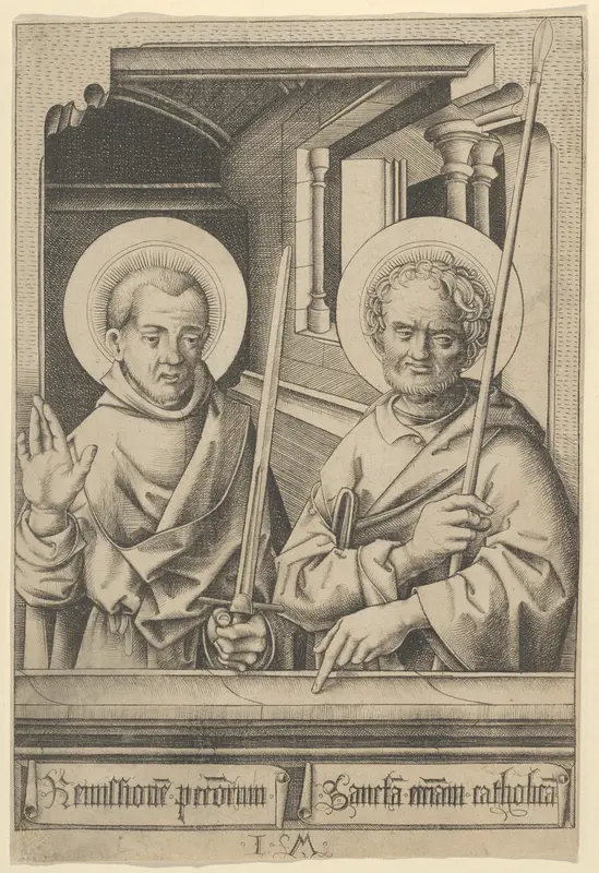 St. Simon (?) and St. Matthew, from The Apostles Wall Art by Israhel van Meckenem - High-Resolution Digital Print