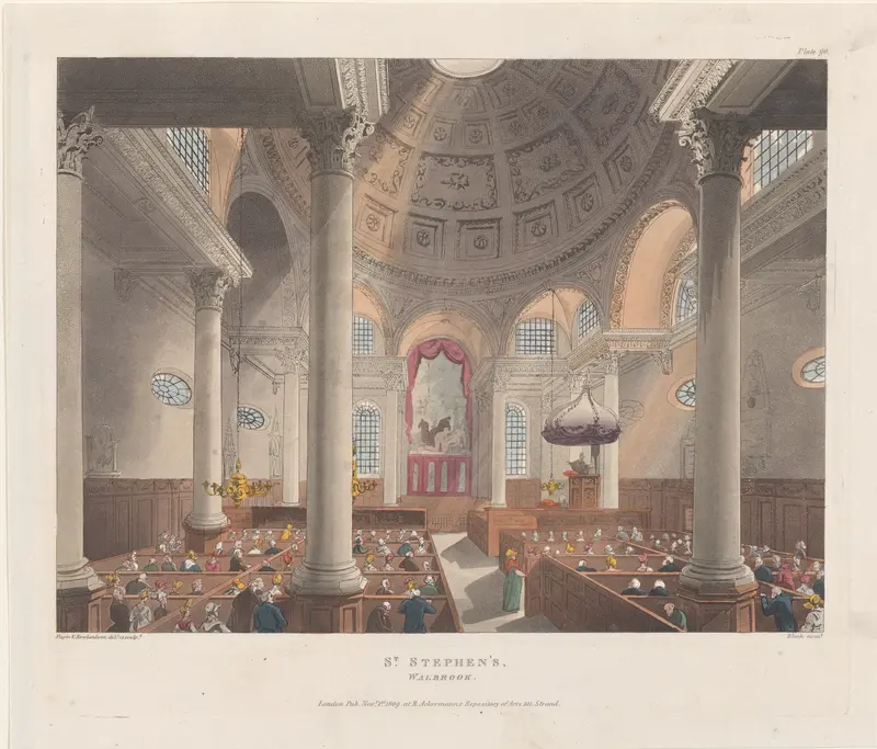 St. Stephen's Walbrook Wall Art by Thomas Rowlandson - High-Resolution Digital Print