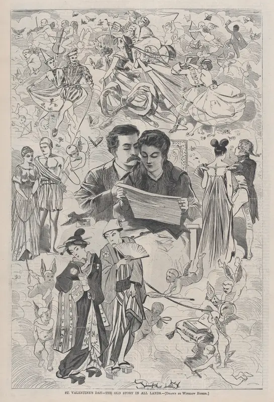 St. Valentine's Day – The Old Story in All Lands (from "Harper's Weekly," Vol. XII) Wall Art by Winslow Homer - High-Resolution Digital Print