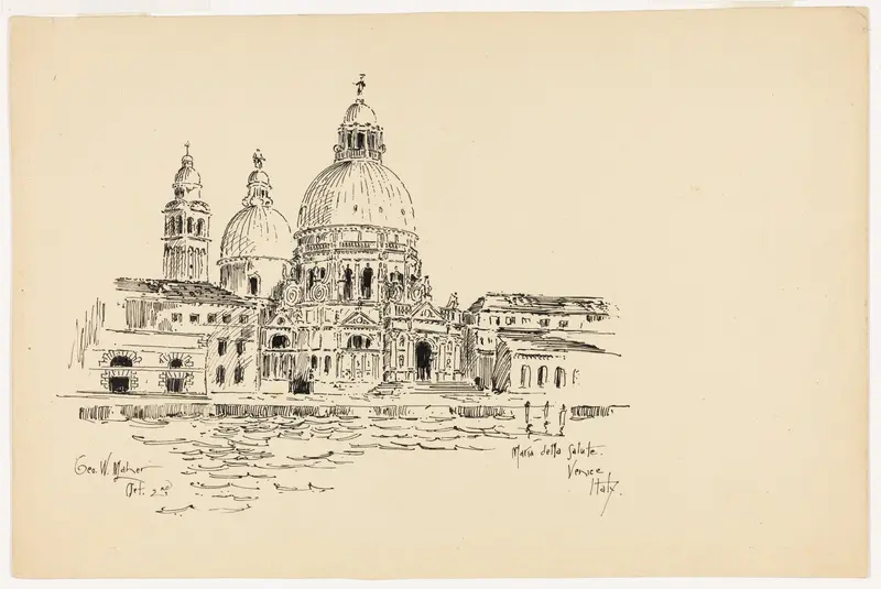Sta. Maria della Salute, Venice, Italy, Travel Sketch Wall Art by George Washington Maher - High-Resolution Digital Print