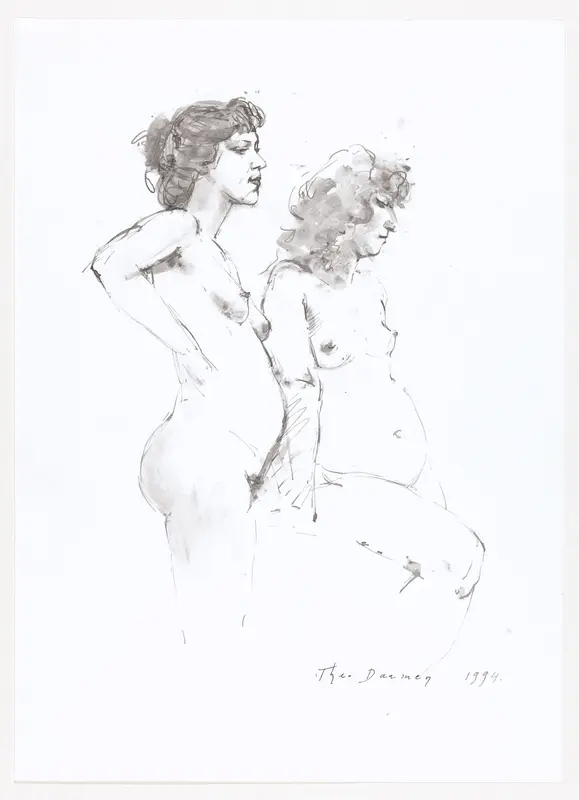 Staand en zittend vrouwelijk naakt Wall Art by Unknown - High-Resolution Digital Print