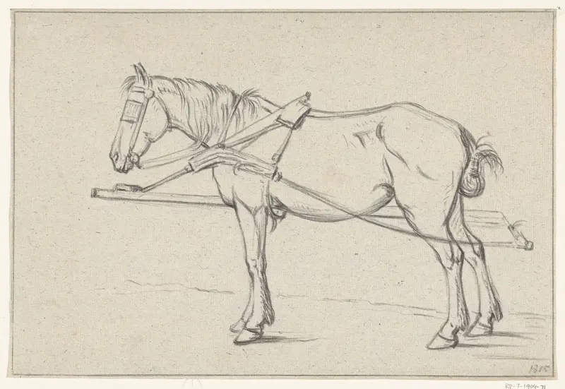 Staand ingespannen paard, naar links Wall Art by Jean Bernard - High-Resolution Digital Print