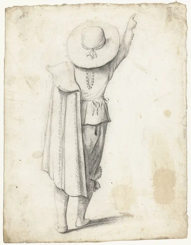 Staand jongetje met een mantel, van achteren gezien Wall Art by Unknown - High-Resolution Digital Print