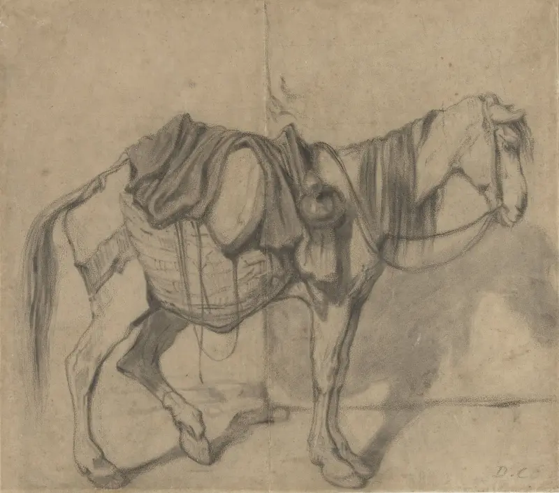 Staand lastpaardje met zijmanden en een kruik Wall Art by Alexandre-Gabriel Decamps - High-Resolution Digital Print