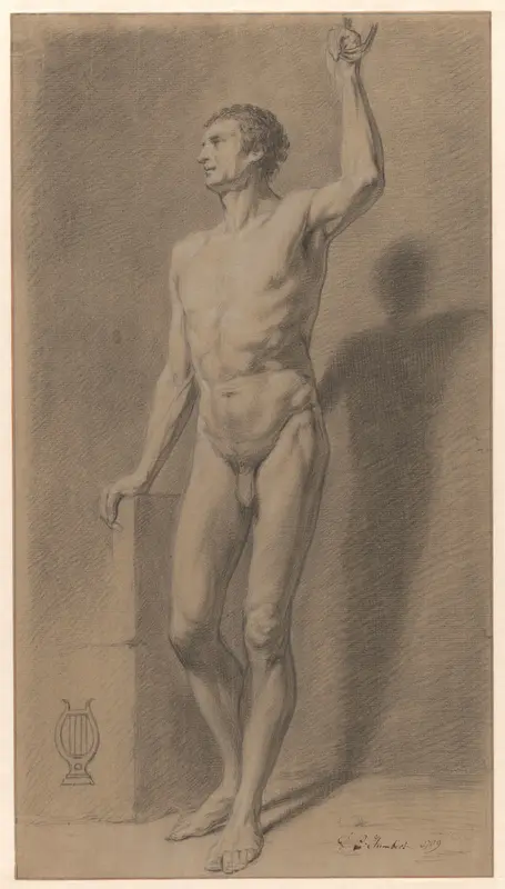 Staand mannelijk naakt; academiestudie Wall Art by Unknown - High-Resolution Digital Print