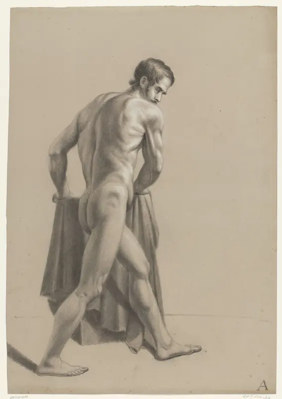 Staand mannelijk naakt, als stierenvechter Wall Art by anonymous - High-Resolution Digital Print