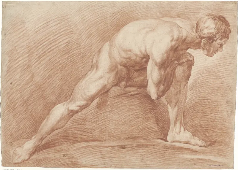 Staand mannelijk naakt, in spreidstand Wall Art by Jan Willem Pieneman - High-Resolution Digital Print