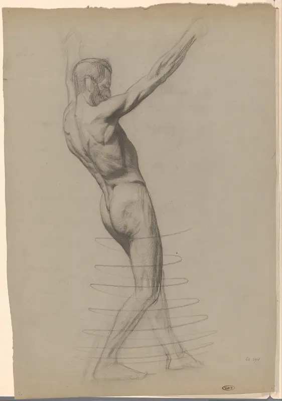 Staand mannelijk naakt met opgeheven armen, naar rechts Wall Art by Jan Veth - High-Resolution Digital Print