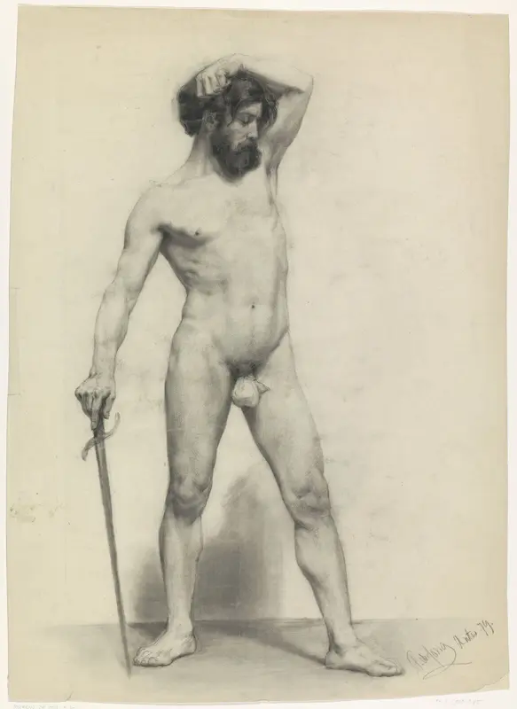 Staand mannelijk naakt met zwaard, naar rechts Wall Art by Pieter de Josselin de Jong - High-Resolution Digital Print