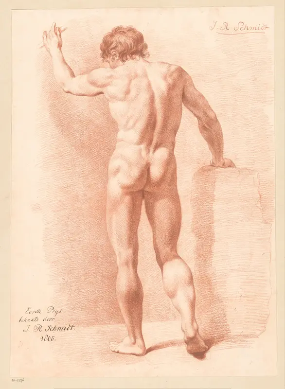 Staand mannelijk naakt, op de rug gezien (1e prijs 1805) Wall Art by Izaak Riewert Schmidt - High-Resolution Digital Print