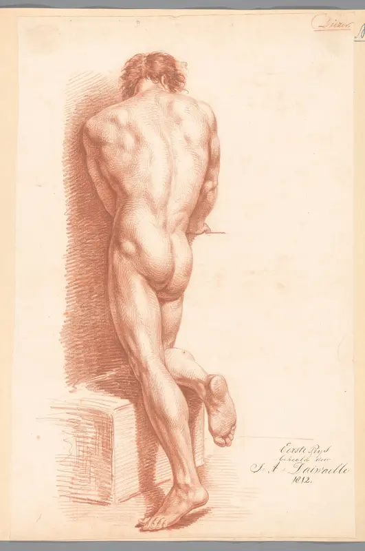 Staand mannelijk naakt, op de rug gezien (1e prijs 1812) Wall Art by Jean Augustin Daiwaille - High-Resolution Digital Print