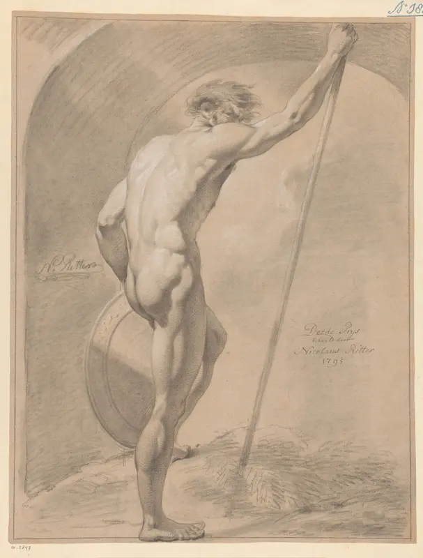 Staand mannelijk naakt, op de rug gezien (3e prijs 1795) Wall Art by Nicolaus Ritter jr. - High-Resolution Digital Print