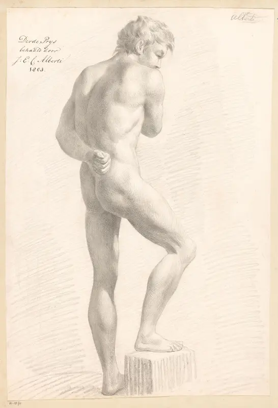 Staand mannelijk naakt, op de rug gezien (3e prijs 1803) Wall Art by Joannes Echarius Carolus Alberti - High-Resolution Digital Print
