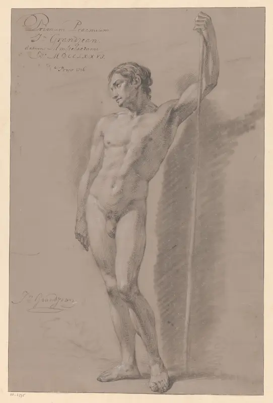 Staand mannelijk naakt, van voren gezien (1e prijs 1776) Wall Art by Jean Grandjean - High-Resolution Digital Print