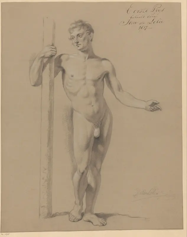Staand mannelijk naakt, van voren gezien (1e prijs 1817) Wall Art by Jan Adriaan Antonie de Lelie - High-Resolution Digital Print