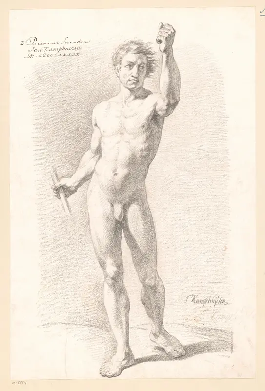 Staand mannelijk naakt, van voren gezien (2e prijs 1789) Wall Art by Jan Kamphuijsen - High-Resolution Digital Print