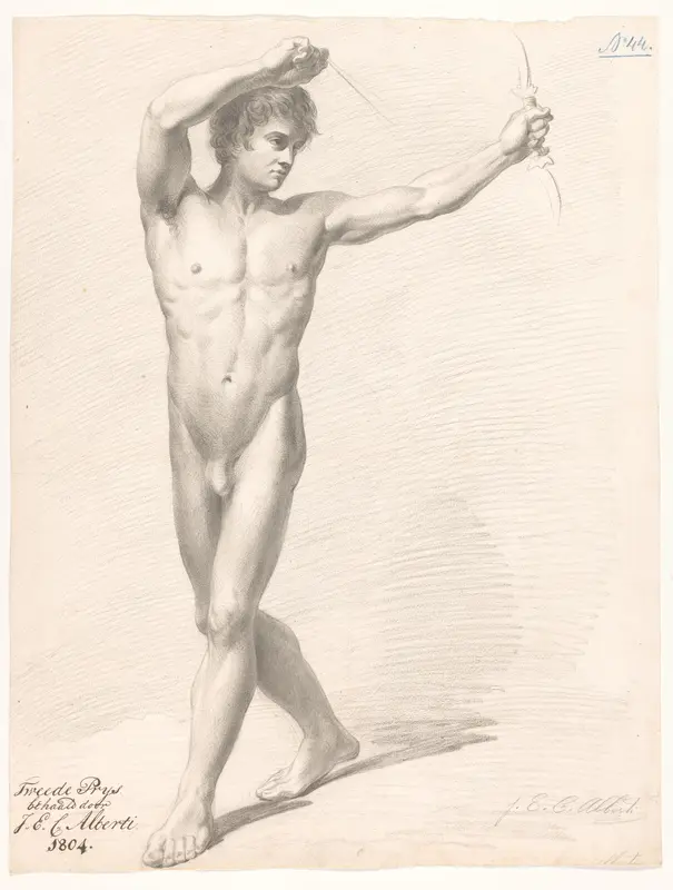 Staand mannelijk naakt, van voren gezien (2e prijs 1804) Wall Art by Joannes Echarius Carolus Alberti - High-Resolution Digital Print