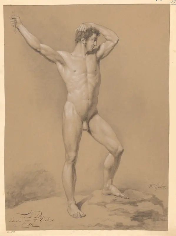 Staand mannelijk naakt, van voren gezien (2e prijs 1811) Wall Art by Willem Grebner - High-Resolution Digital Print