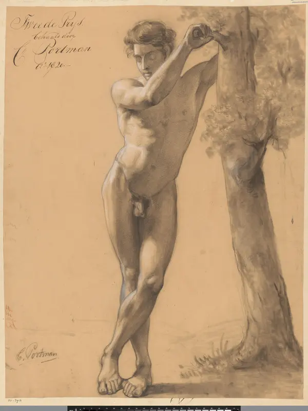 Staand mannelijk naakt, van voren gezien (2e prijs 1820) Wall Art by Christiaan Julius Lodewijk Portman - High-Resolution Digital Print