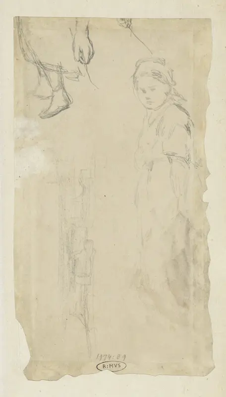 Staand meisje en andere studies Wall Art by Willem Maris - High-Resolution Digital Print
