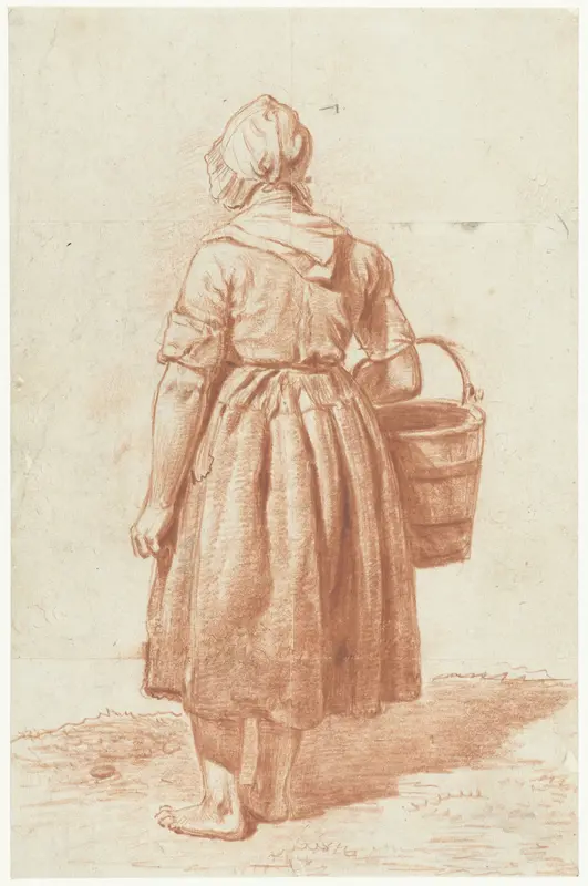 Staand meisje met emmer, op de rug gezien Wall Art by Hendrik Stokvisch - High-Resolution Digital Print