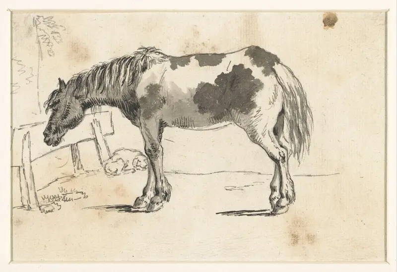 Staand paard en een liggende hond Wall Art by David Alphonse de Sandoz-Rollin - High-Resolution Digital Print