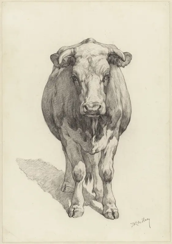 Staand rund, van voren gezien Wall Art by Johannes Hubertus Leonardus de Haas - High-Resolution Digital Print