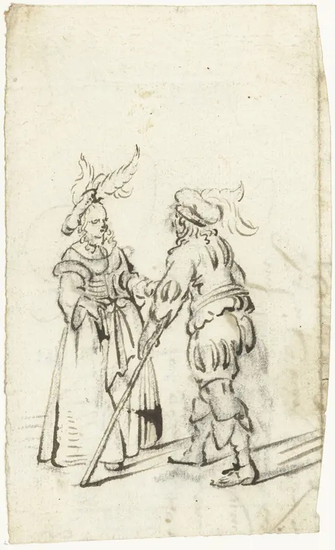 Staand stel in kostuum, met elkaar in gesprek Wall Art by Harmen ter Borch - High-Resolution Digital Print