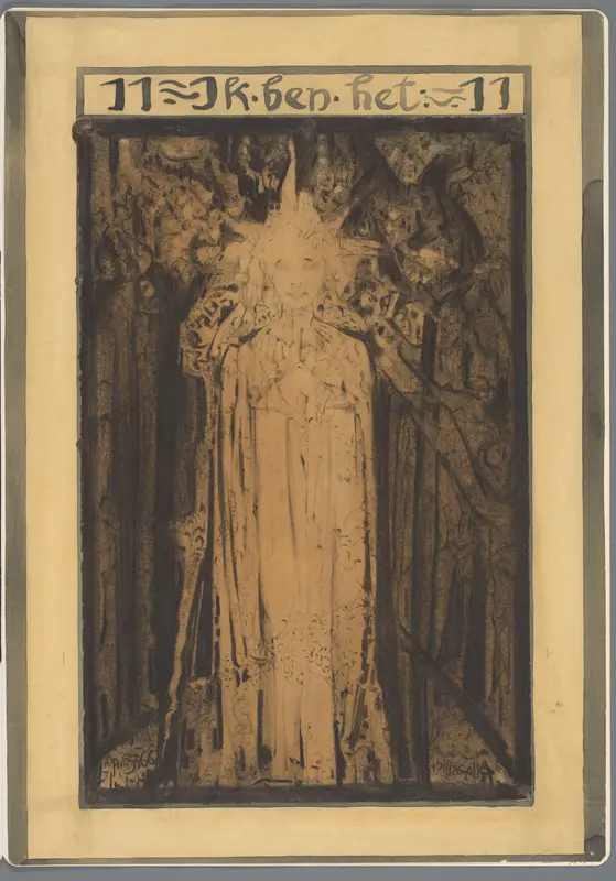 Staande allegorische vrouwenfiguur Wall Art by Albert Plasschaert - High-Resolution Digital Print