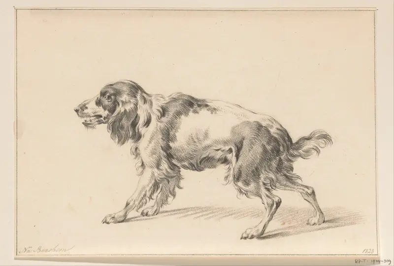 Staande blaffende hond, naar links Wall Art by Jean Bernard - High-Resolution Digital Print