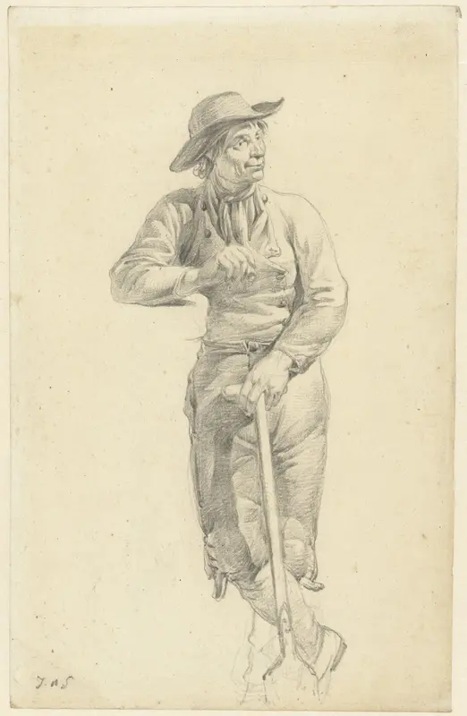 Staande boer met pijp en spade Wall Art by Jacob van Strij - High-Resolution Digital Print