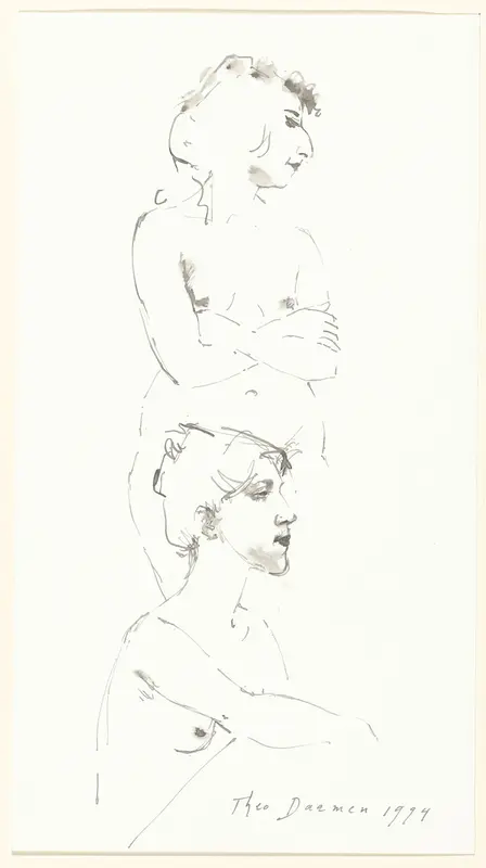 Staande en zittende naakte vrouw Wall Art by Unknown - High-Resolution Digital Print