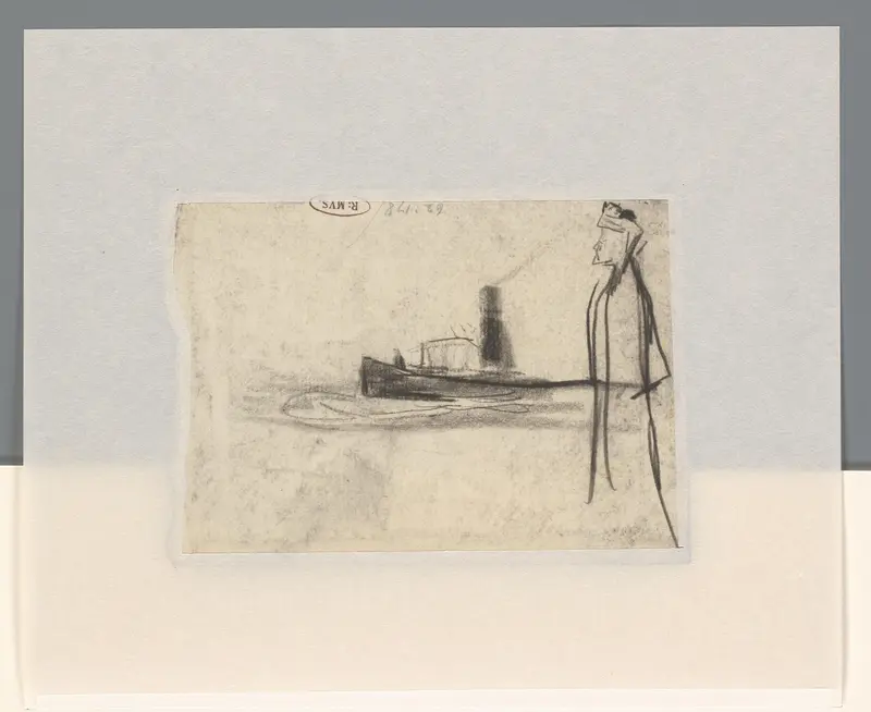Staande figuur en een sleepboot Wall Art by Jan Veth - High-Resolution Digital Print