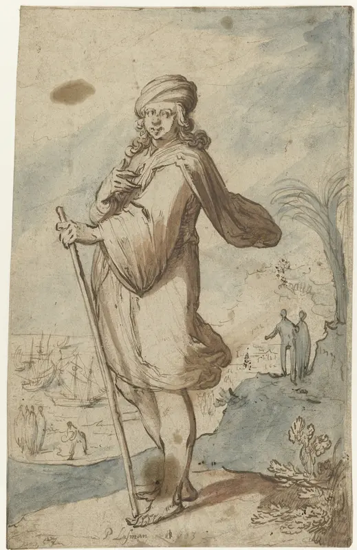 Staande figuur met tulband, van opzij Wall Art by Pieter Lastman - High-Resolution Digital Print