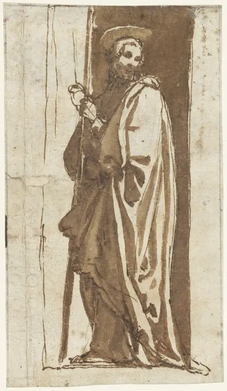 Staande heilige in een nis (Johannes de Doper?) Wall Art by Unknown - High-Resolution Digital Print