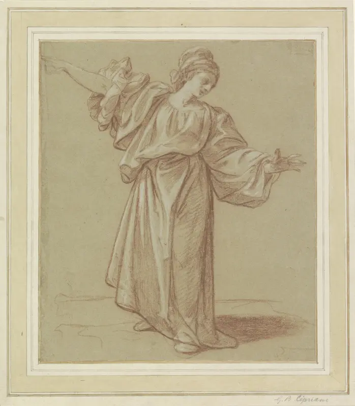 Staande jonge vrouw met gespreide armen Wall Art by Giovanni Battista Cipriani - High-Resolution Digital Print