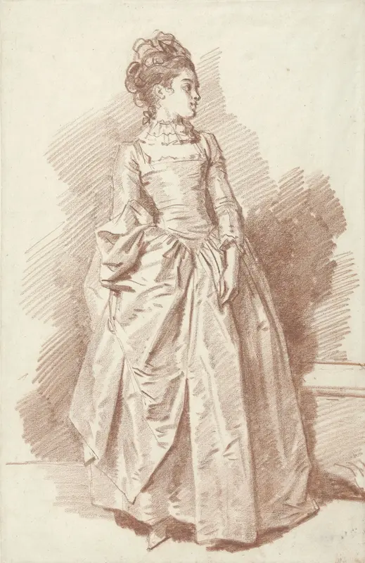 Staande jonge vrouw, met het gezicht en profil naar rechts Wall Art by Jean Honoré Fragonard - High-Resolution Digital Print