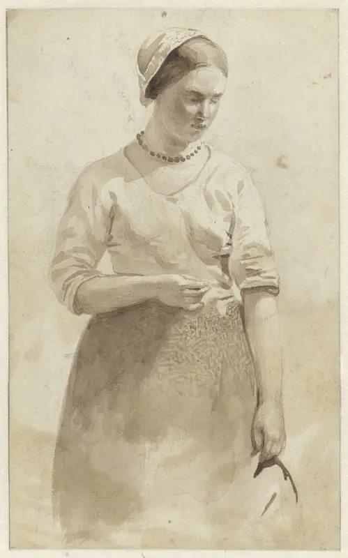 Staande jonge vrouw Wall Art by Albert Neuhuys (1844-1914) - High-Resolution Digital Print
