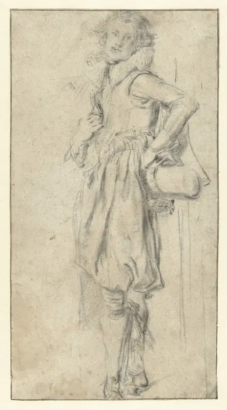 Staande jongeman met een hoed in de hand Wall Art by Willem Pietersz Buytewech - High-Resolution Digital Print