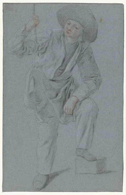Staande jongen die aan een touw trekt Wall Art by Cornelis Dusart - High-Resolution Digital Print