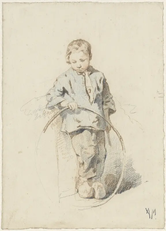 Staande jongen met een hoepel Wall Art by Anton Mauve - High-Resolution Digital Print