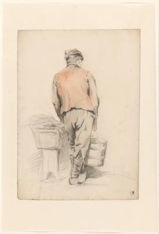 Staande jongen met emmer, op de rug gezien Wall Art by Anton Mauve - High-Resolution Digital Print