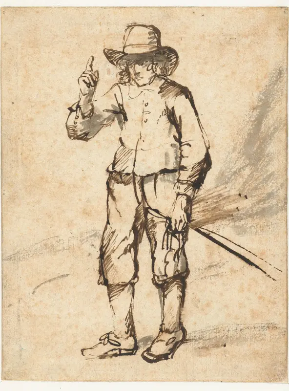 Staande jongen met zweep en opgeheven rechterhand Wall Art by Unknown - High-Resolution Digital Print