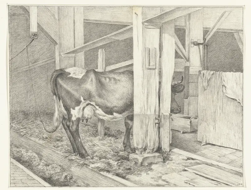Staande koe in een stal, naar rechts Wall Art by Jean Bernard - High-Resolution Digital Print