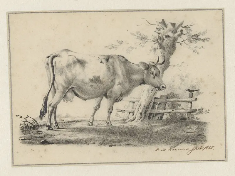 Staande koe, naar rechts Wall Art by Petrus Marius Brouwer - High-Resolution Digital Print