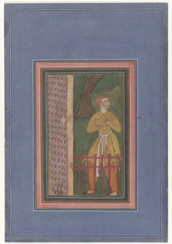 Staande man achter een hek; fragment Wall Art by anonymous - High-Resolution Digital Print